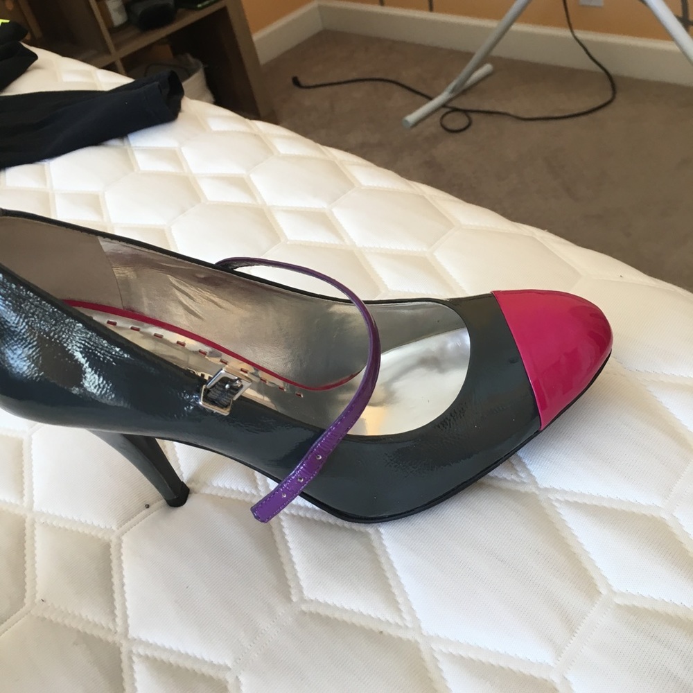 Grey and pink heels